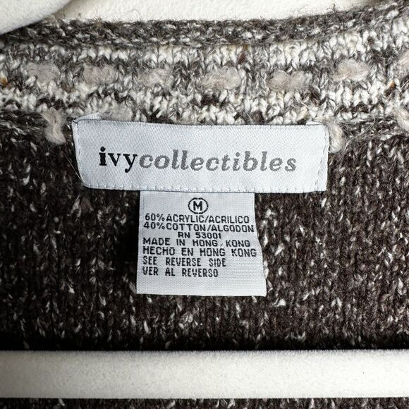 Vintage Ivy Collectibles Chunky Knit Cardigan Sweater Medium Geo Boho Grunge - Picture 8 of 9